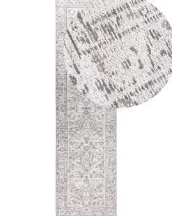 Tapete Em Algodao Creme E Cinzento Claro 80 X 300 Cm Sellik