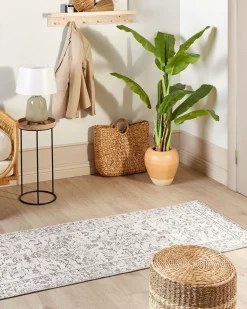 Tapete Em Algodao Creme E Cinzento Claro 80 X 300 Cm Sellik