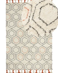 Tapete Em Algodao Creme E Laranja 160 X 230 Cm Hajipur