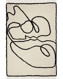 Tapete Em Algodao Creme E Preto 160 X 230 Cm Konur