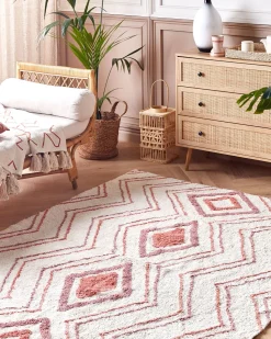 Tapete Em Algodao Creme E Rosa 160 X 230 Cm Kastamonu