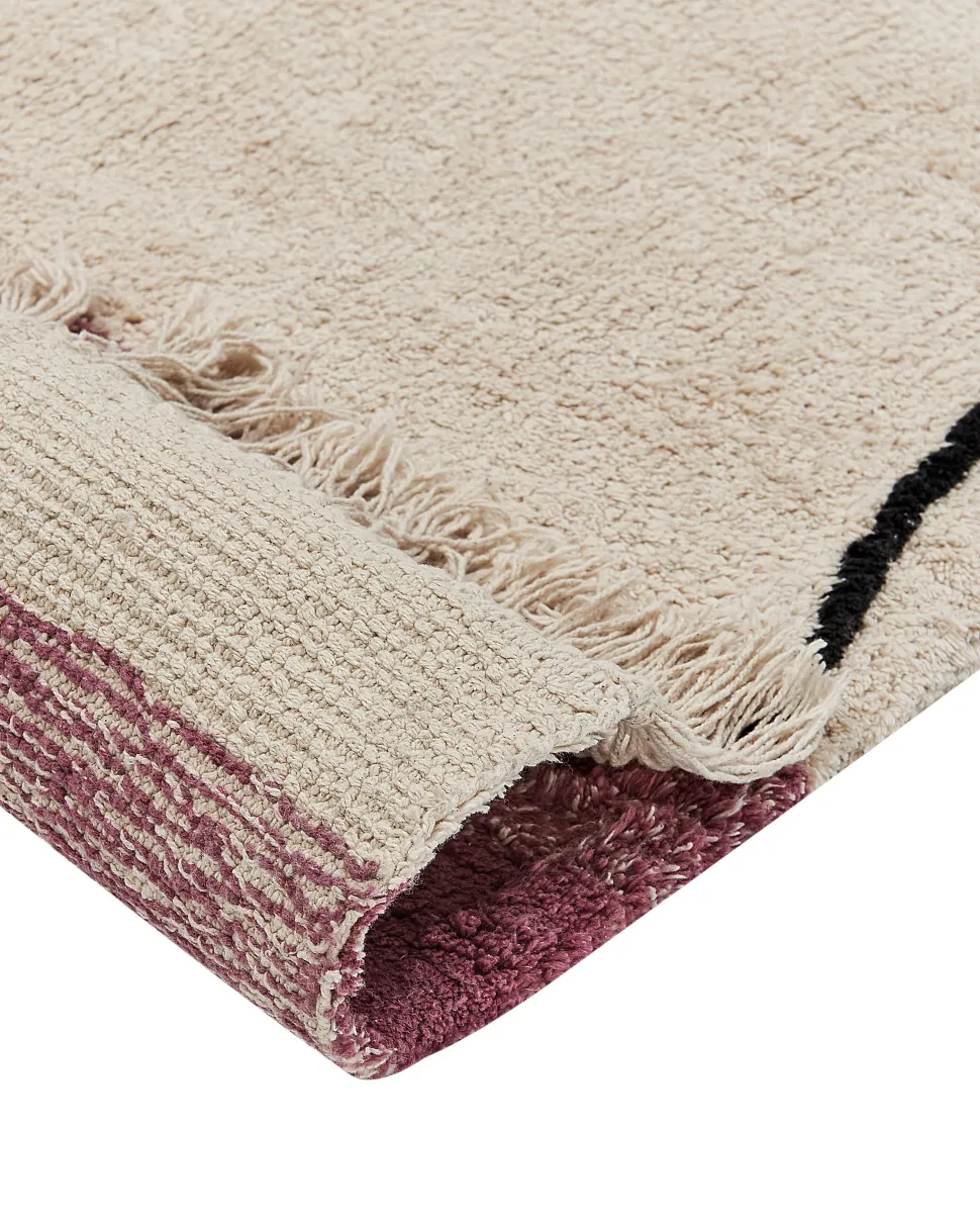 Tapete Em Algodao Creme E Rosa 160 X 230 Cm Afsar