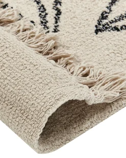 Tapete Em Algodao Creme E Preto 160 X 230 Cm Sazli