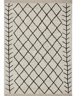 Tapete Em Algodao Creme E Preto 160 X 230 Cm Bozkir