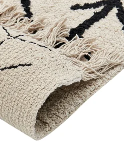 Tapete Em Algodao Creme E Preto 160 X 230 Cm Bozkir