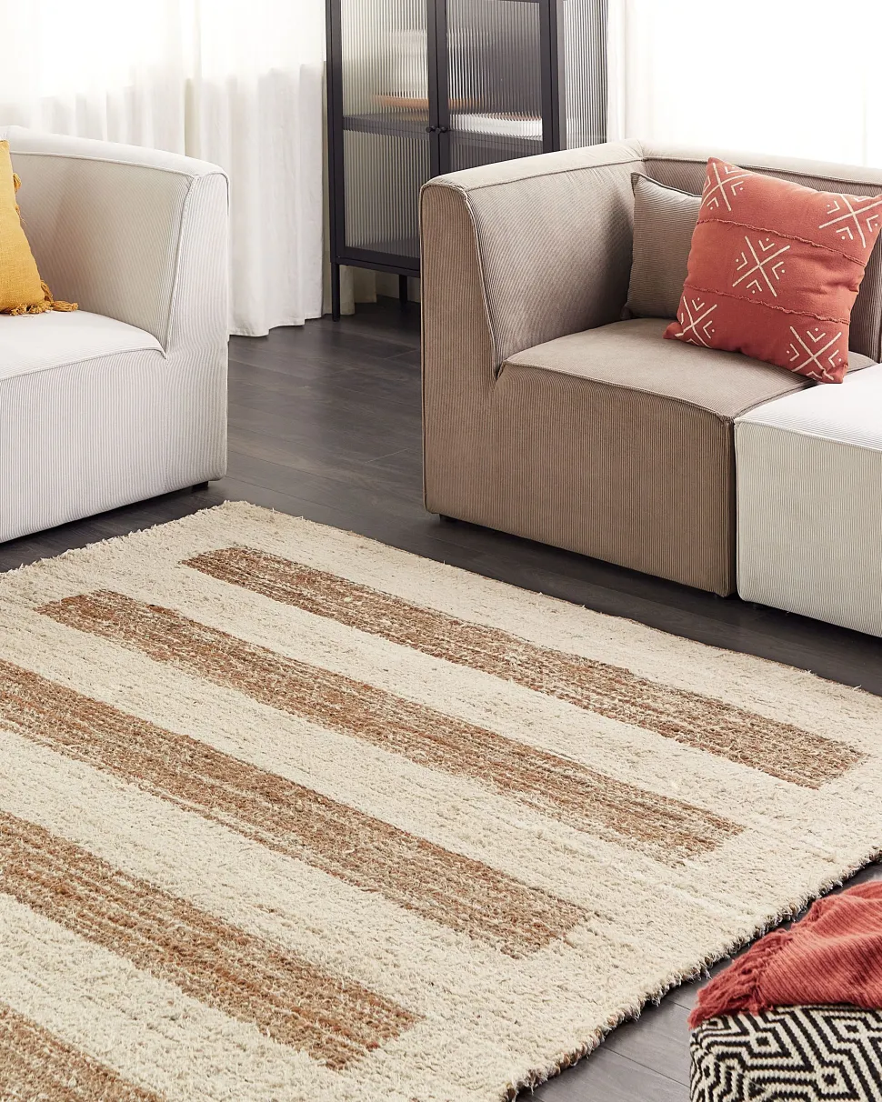 Tapete Em Algodao E Juta Creme 200 X 300 Cm Ziarat