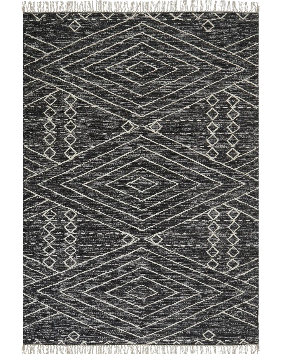 Tapete Em Algodao Preto E Branco 160 X 230 Cm Khenifra