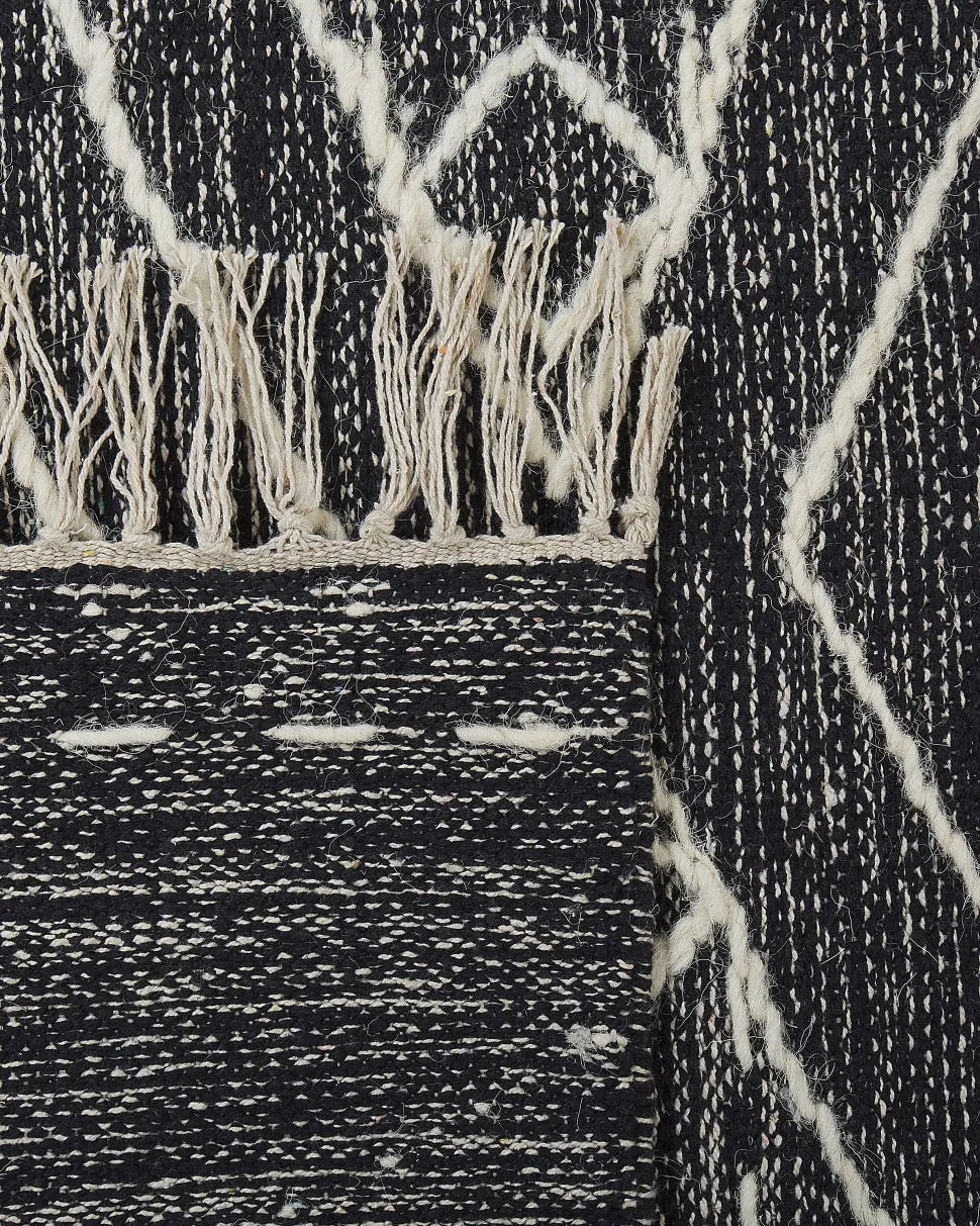Tapete Em Algodao Preto E Branco 160 X 230 Cm Khenifra
