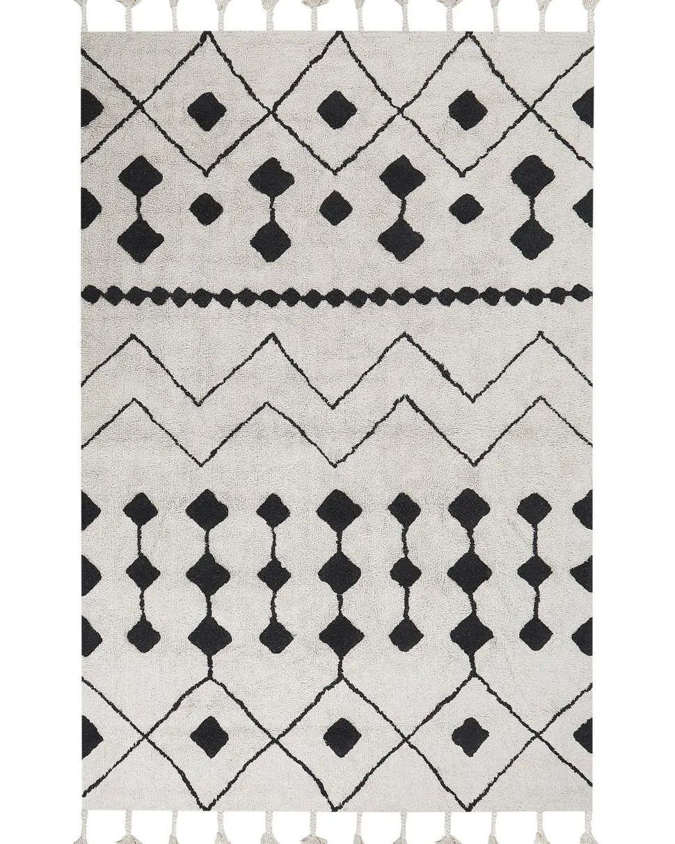 Tapete Em Algodao Preto E Branco 160 X 230 Cm Khemisset