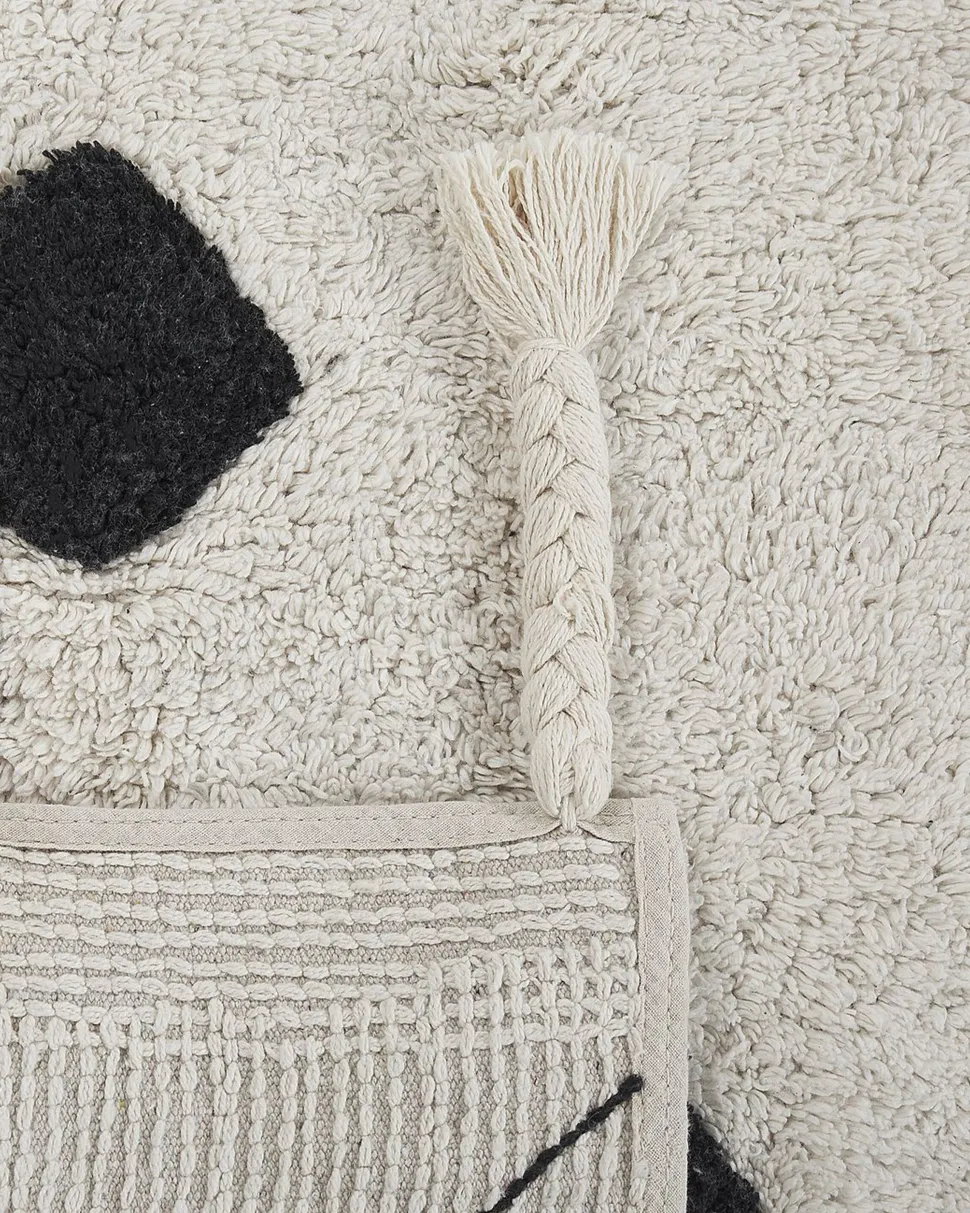 Tapete Em Algodao Preto E Branco 160 X 230 Cm Khemisset