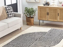 Tapete Em Algodao Preto E Branco 140 X 200 Cm Bareli