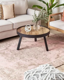 Tapete Em Algodao Rosa E Creme 160 X 230 Cm Matarim