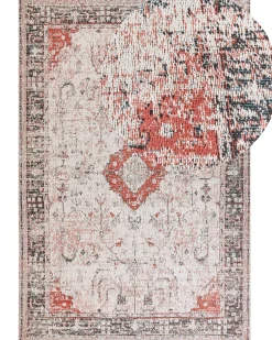 Tapete Em Algodao Vermelho E Creme 160 X 230 Cm Attera