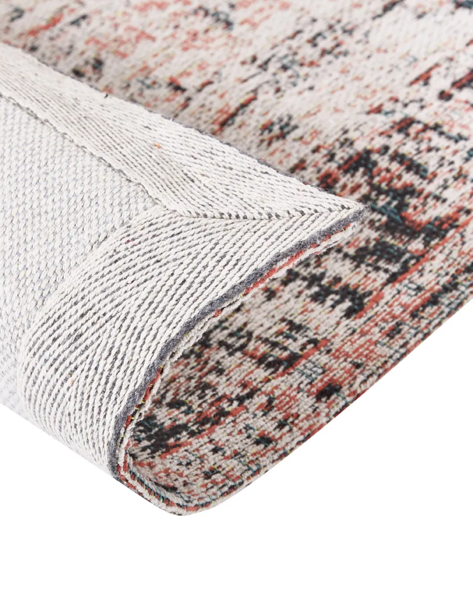 Tapete Em Algodao Vermelho E Creme 160 X 230 Cm Attera