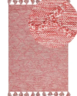 Tapete Em Algodao Vermelho E Branco 160 X 230 Cm Nidge