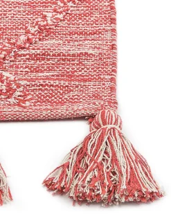 Tapete Em Algodao Vermelho E Branco 160 X 230 Cm Nidge