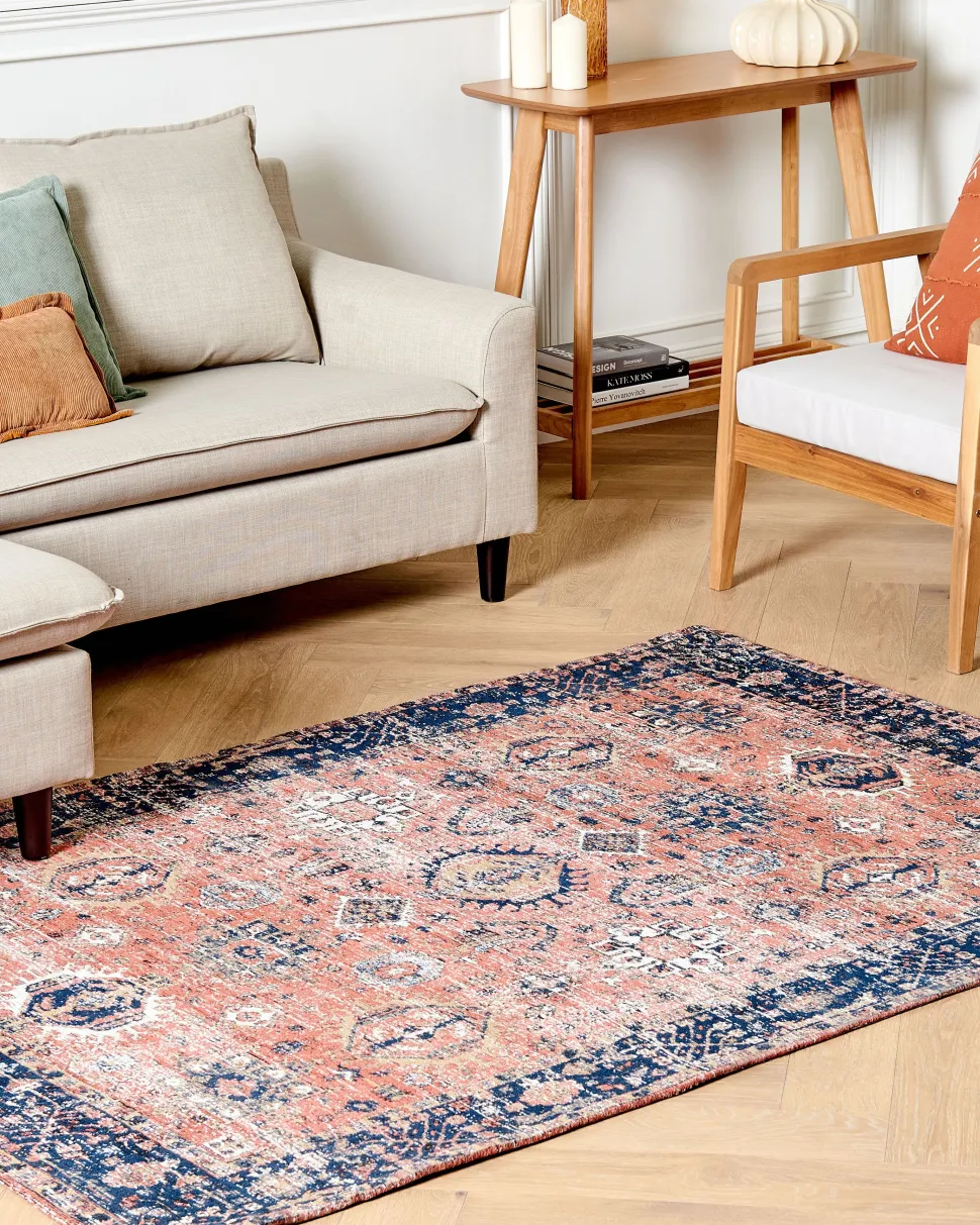 Tapete Em Algodao Vermelho E Azul 140 X 200 Cm Kurin