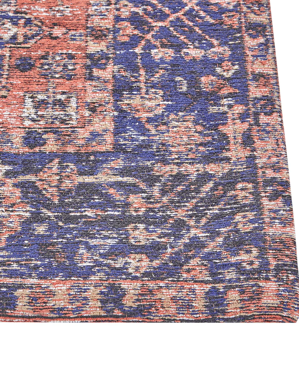 Tapete Em Algodao Vermelho E Azul 140 X 200 Cm Kurin