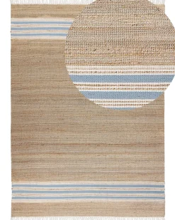 Tapete Em Juta Creme E Azul Claro 160 X 230 Cm Mirza