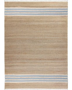 Tapete Em Juta Creme E Azul Claro 160 X 230 Cm Mirza