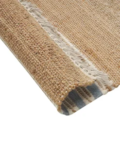 Tapete Em Juta Creme E Azul Claro 160 X 230 Cm Mirza