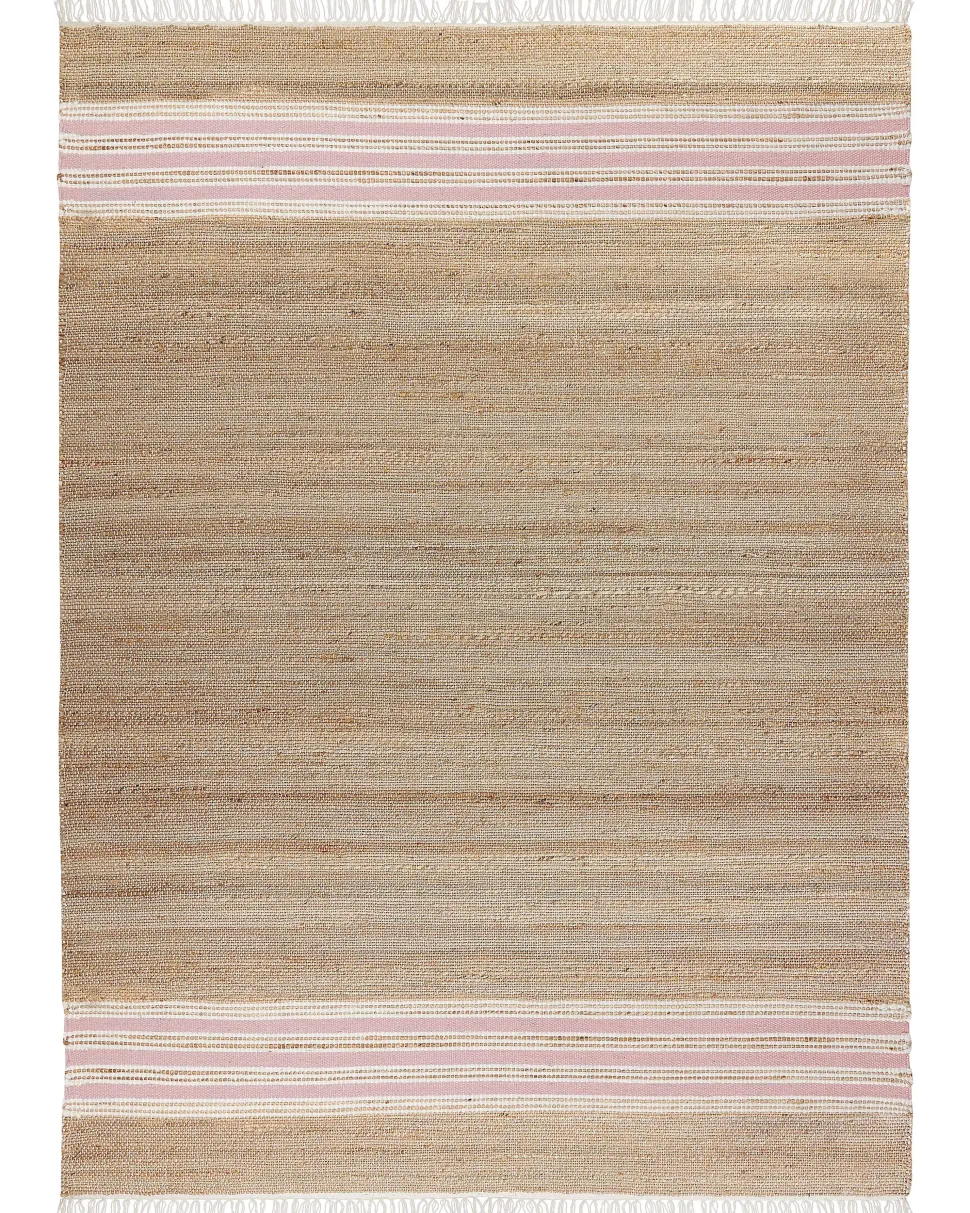 Tapete Em Juta Creme E Rosa Pastel 160 X 230 Cm Mirza