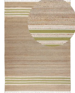 Tapete Em Juta Creme E Verde 160 X 230 Cm Mirza