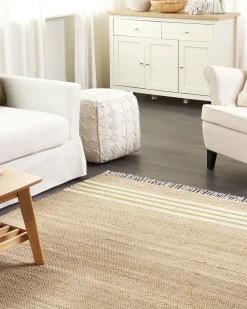 Tapete Em Juta Creme E Verde 160 X 230 Cm Mirza