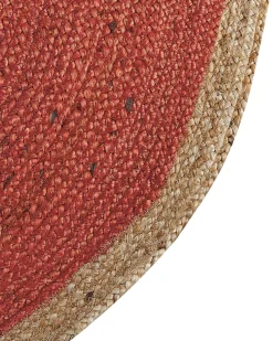 Tapete Em Juta Vermelho Coral E Creme 120 Cm Menemen