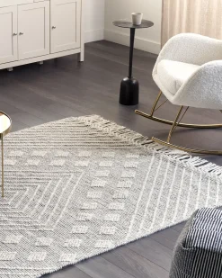 Tapete Em La Cinzenta E Branca 160 X 230 Cm Savur