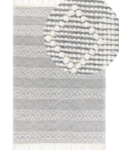 Tapete Em La Cinzento E Branco Creme 160 X 230 Cm Tonya