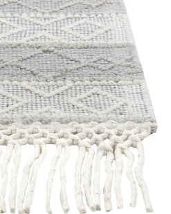 Tapete Em La Cinzento E Branco Creme 160 X 230 Cm Tonya