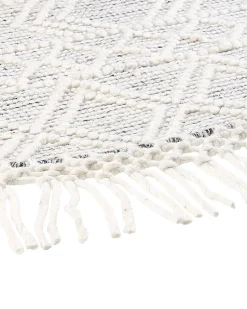 Tapete Em La Cinzento E Branco Creme 140 Cm Buldan