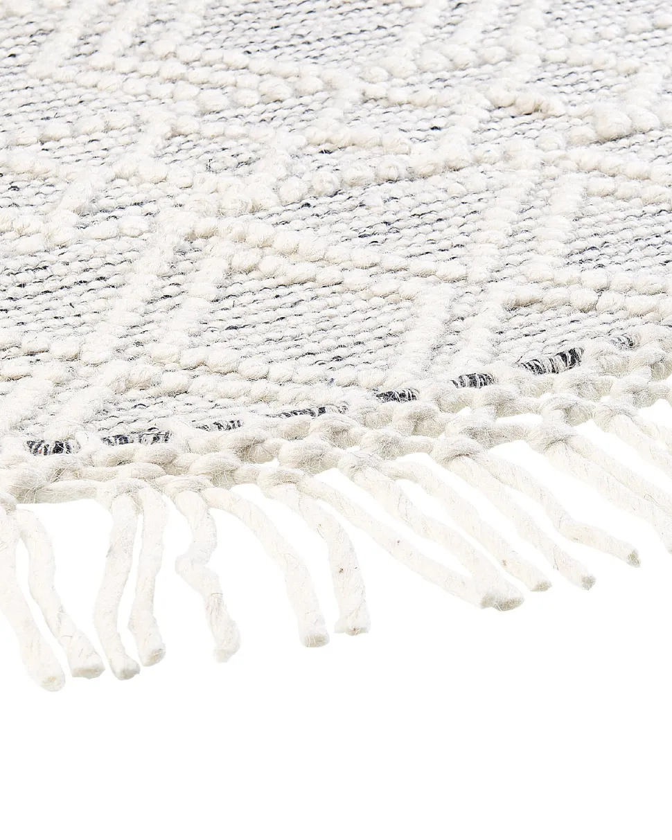 Tapete Em La Cinzento E Branco Creme 140 Cm Buldan