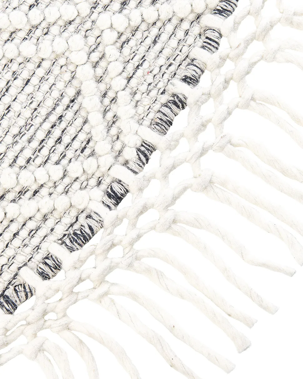 Tapete Em La Cinzento E Branco Creme 140 Cm Buldan