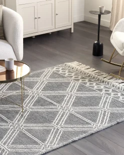 Tapete Em La Cinzento E Branco Creme 160 X 230 Cm Toprakkale