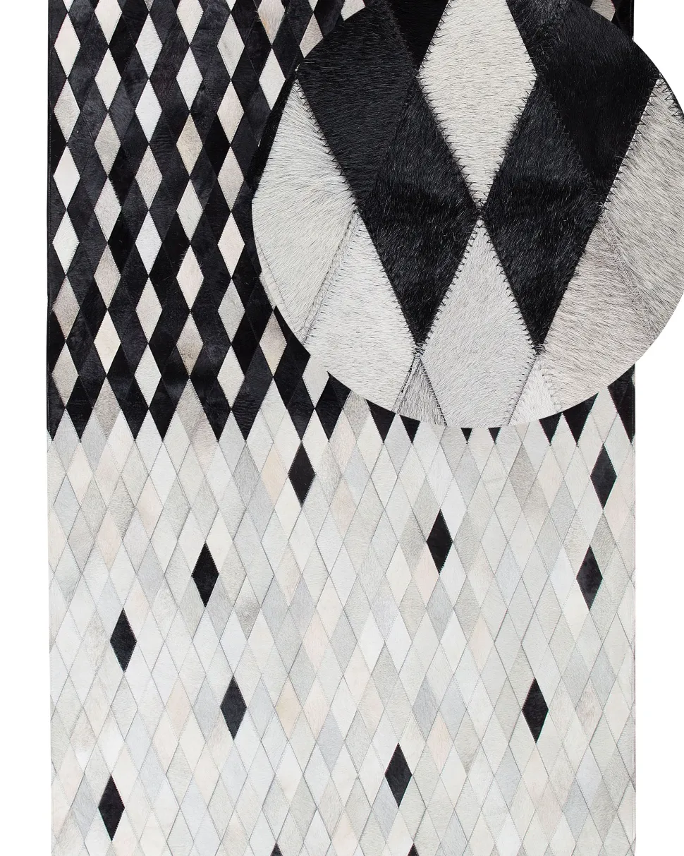 Tapete Em Pele Genuina Branca E Preta 160 X 230 Cm Maldan