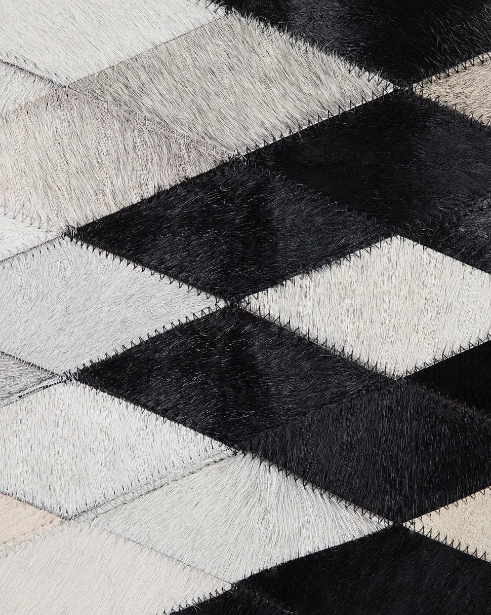 Tapete Em Pele Genuina Branca E Preta 160 X 230 Cm Maldan