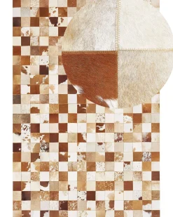Tapete Em Pele Genuina Branca E Castanha 160 X 230 Cm Camili