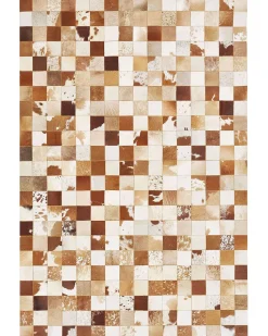 Tapete Em Pele Genuina Branca E Castanha 160 X 230 Cm Camili