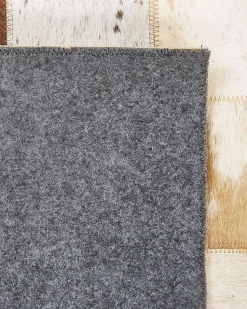 Tapete Em Pele Genuina Branca E Castanha 160 X 230 Cm Camili