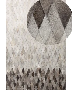 Tapete Em Pele Genuina Branca E Cinzenta 160 X 230 Cm Maldan