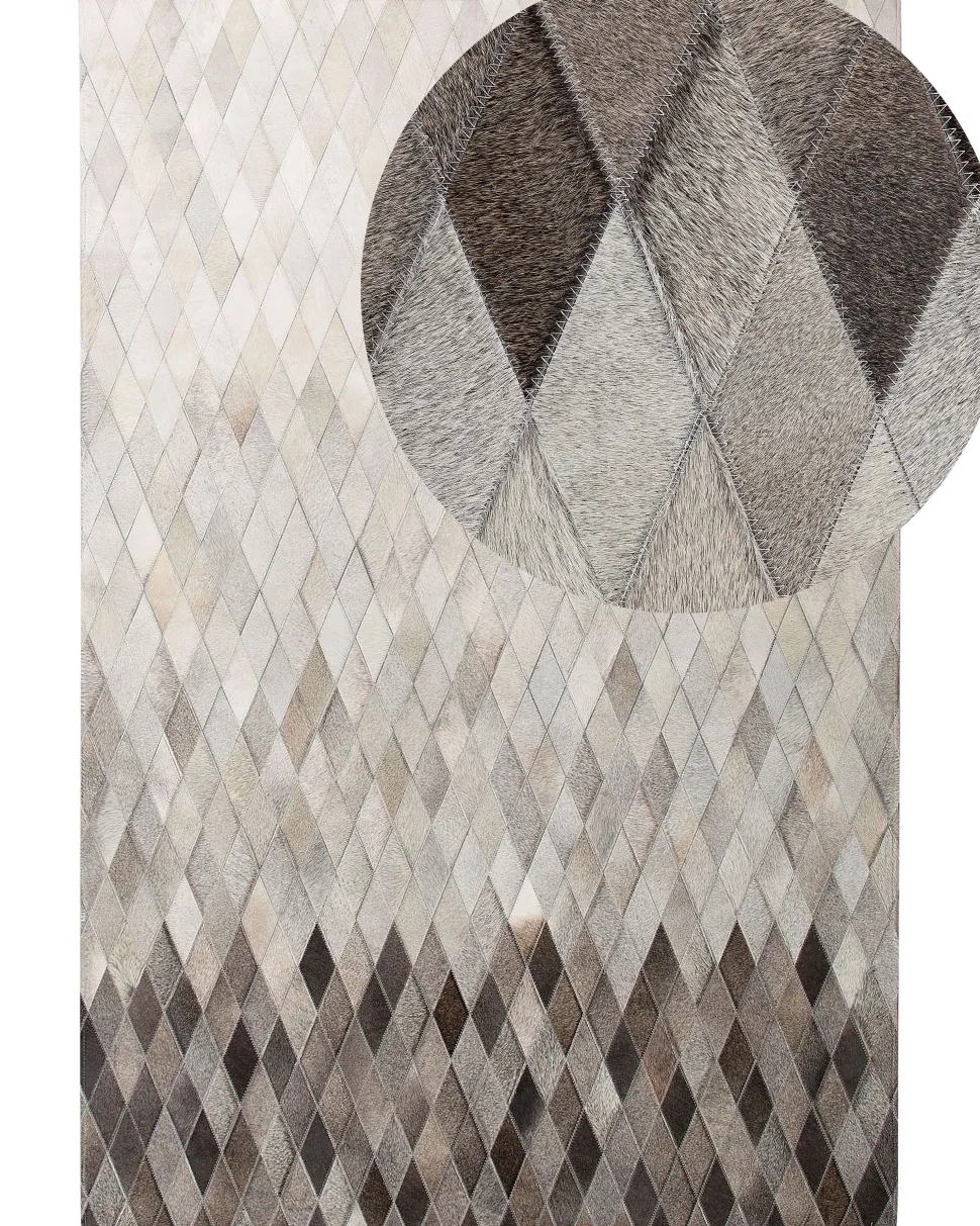 Tapete Em Pele Genuina Branca E Cinzenta 160 X 230 Cm Maldan