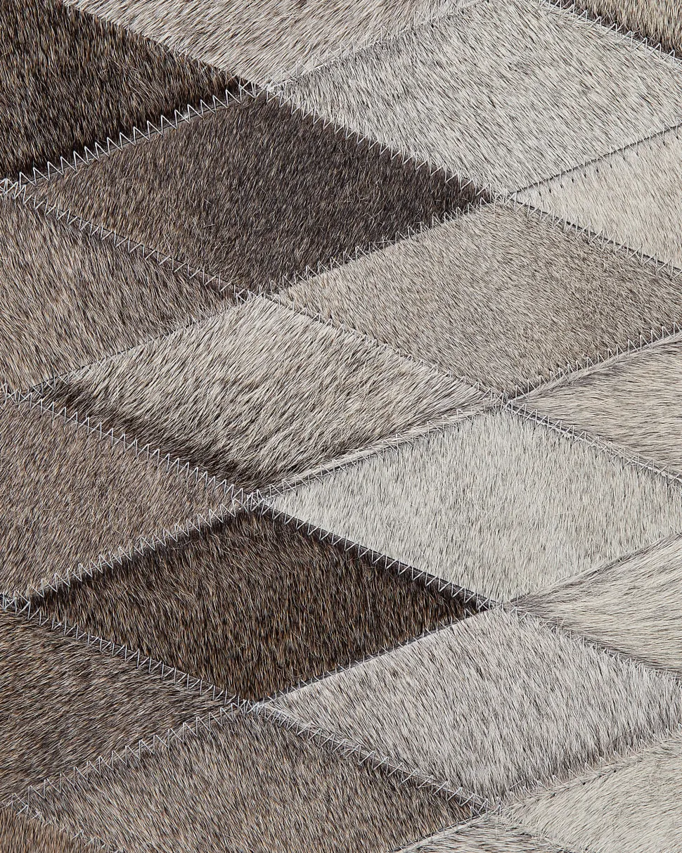 Tapete Em Pele Genuina Branca E Cinzenta 160 X 230 Cm Maldan