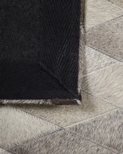 Tapete Em Pele Genuina Branca E Cinzenta 160 X 230 Cm Maldan