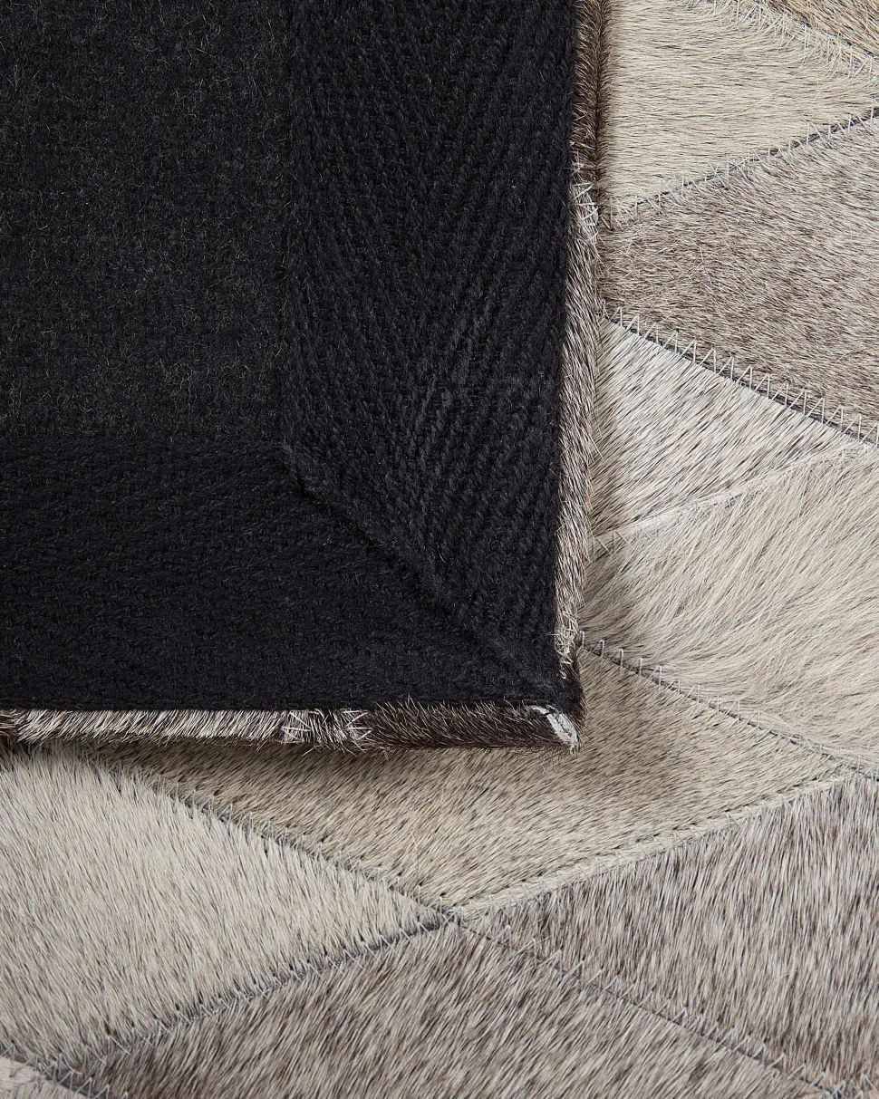 Tapete Em Pele Genuina Branca E Cinzenta 160 X 230 Cm Maldan