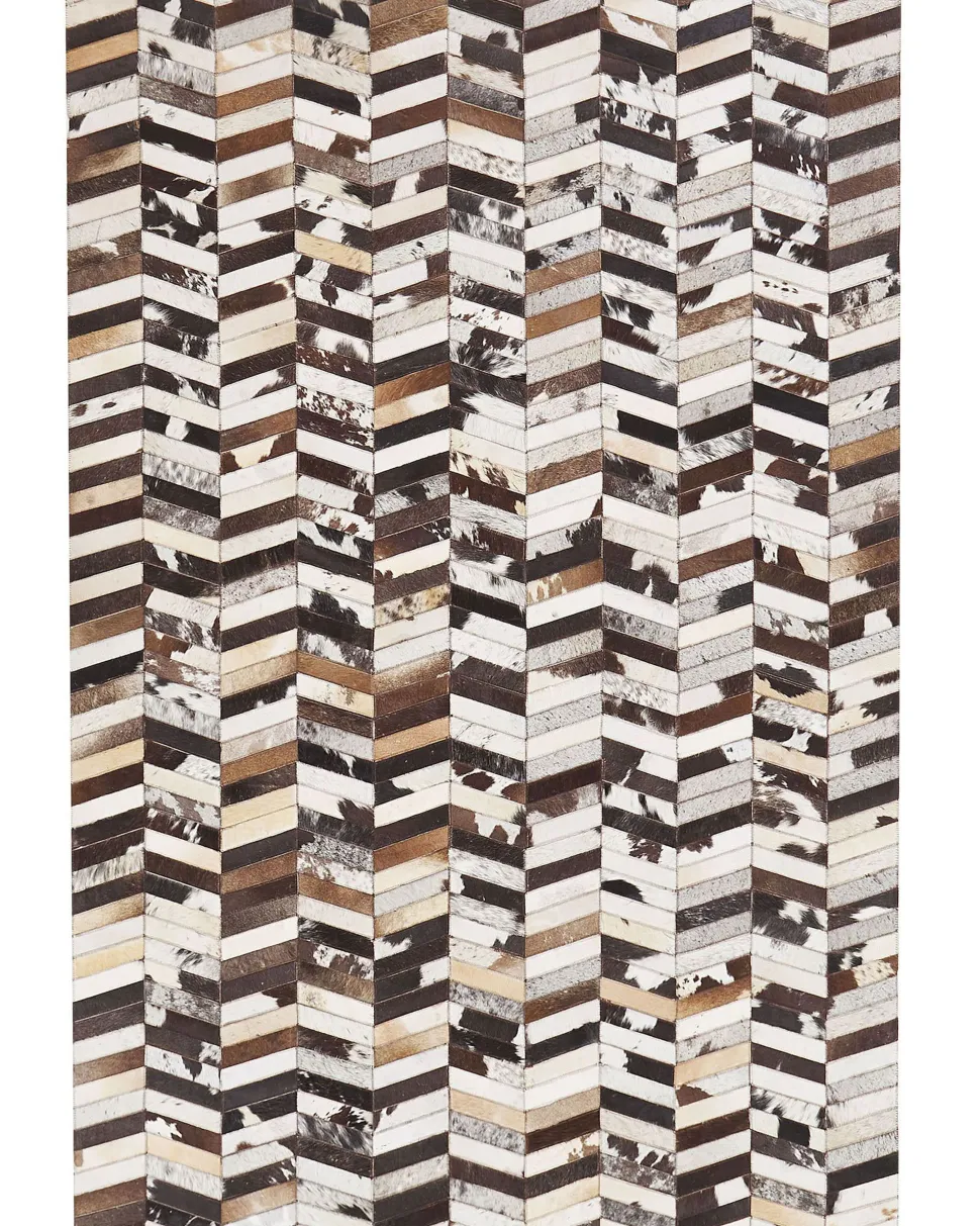 Tapete Em Pele Genuina Castanha E Branca 160 X 230 Cm Akyele