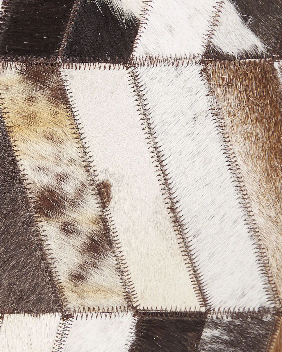 Tapete Em Pele Genuina Castanha E Branca 160 X 230 Cm Akyele