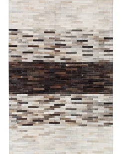 Tapete Em Pele Genuina Castanha E Creme 140 X 200 Cm Sinneli