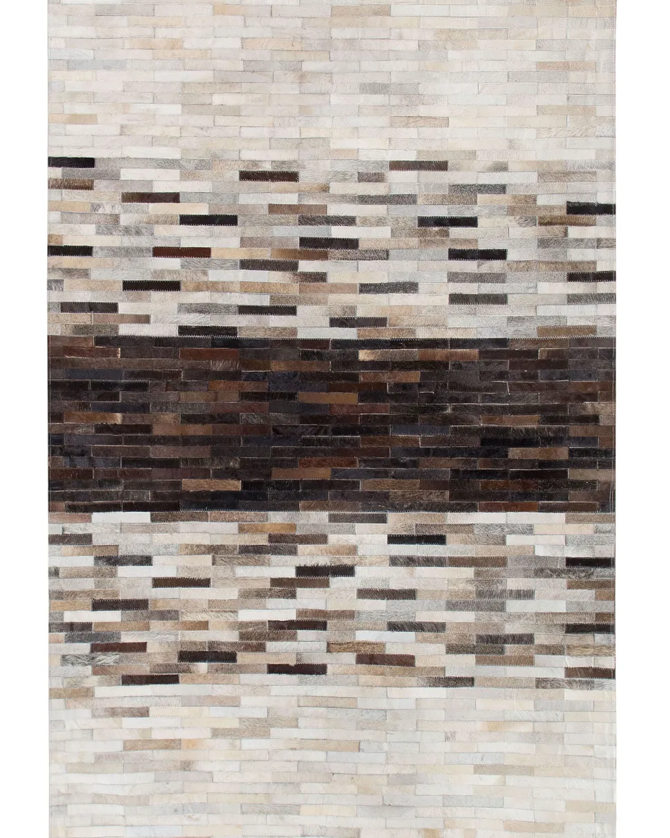 Tapete Em Pele Genuina Castanha E Creme 140 X 200 Cm Sinneli